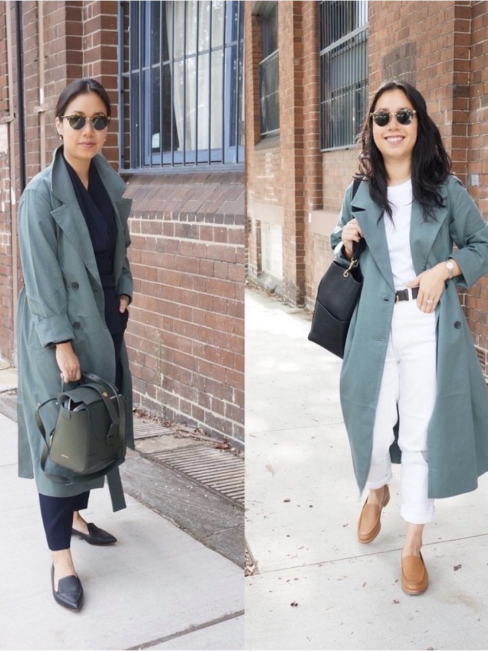 EVERLANE The Gathered Drape Trench in RARE color Dark Green Balsam Size XS
